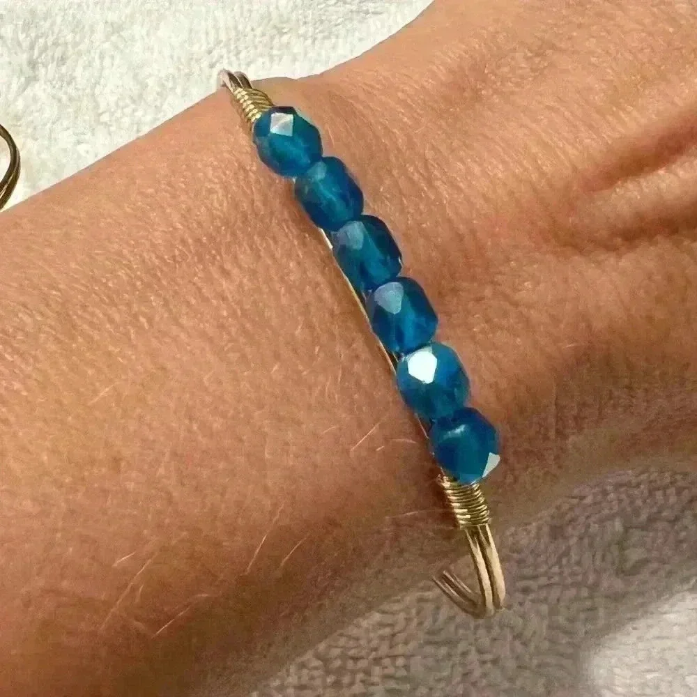 Luca & Danni Blue Beaded Bracelet Bangle Hook Clasp- Slight bend near clasp